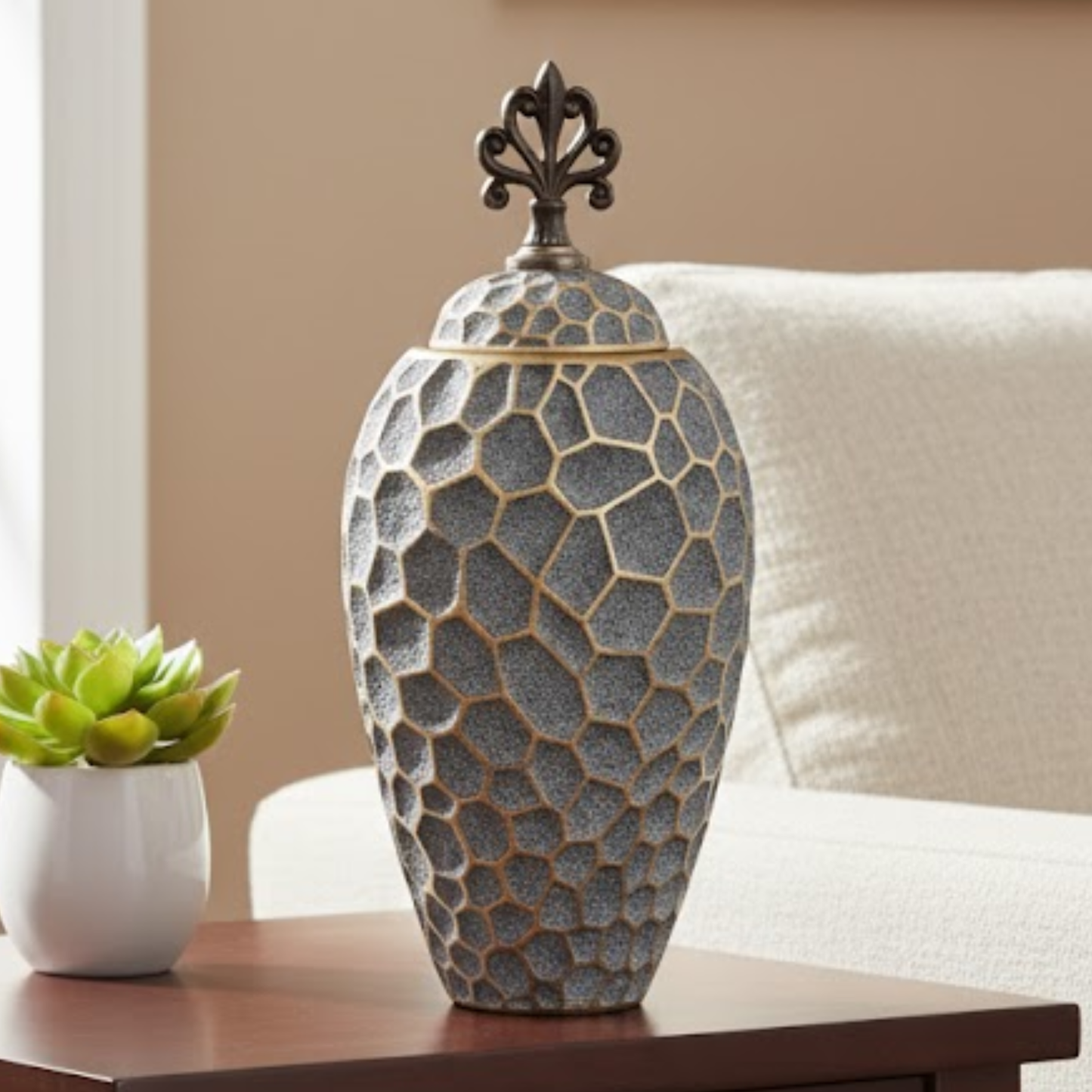 Ginger Jar - Grey/Gold - CER-3314C