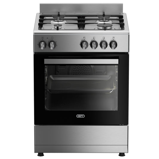 Defy 60cm 4 Burner Free Standing Gas/Elec Cooker - Stainless Steel - DGS602