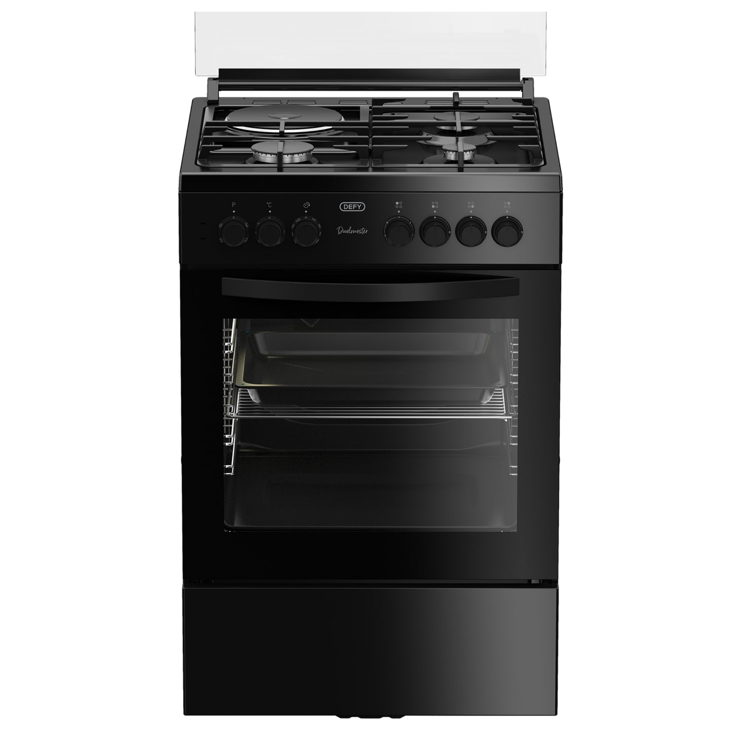 Defy 60cm 3 Burner + 1 Plate Free Standing Gas/Elec Cooker - Black - DGS679