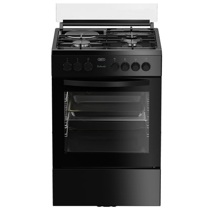 Defy 60cm 3 Burner + 1 Plate Free Standing Gas/Elec Cooker - Black - DGS679