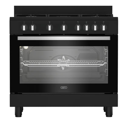 Defy 90cm 5 Burner Free Standing Gas/Elec Cooker - Black - DGS90GEB