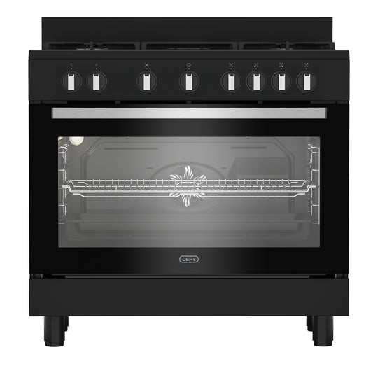 Defy 90cm 5 Burner Free Standing Gas/Elec Cooker - Black - DGS90GEB