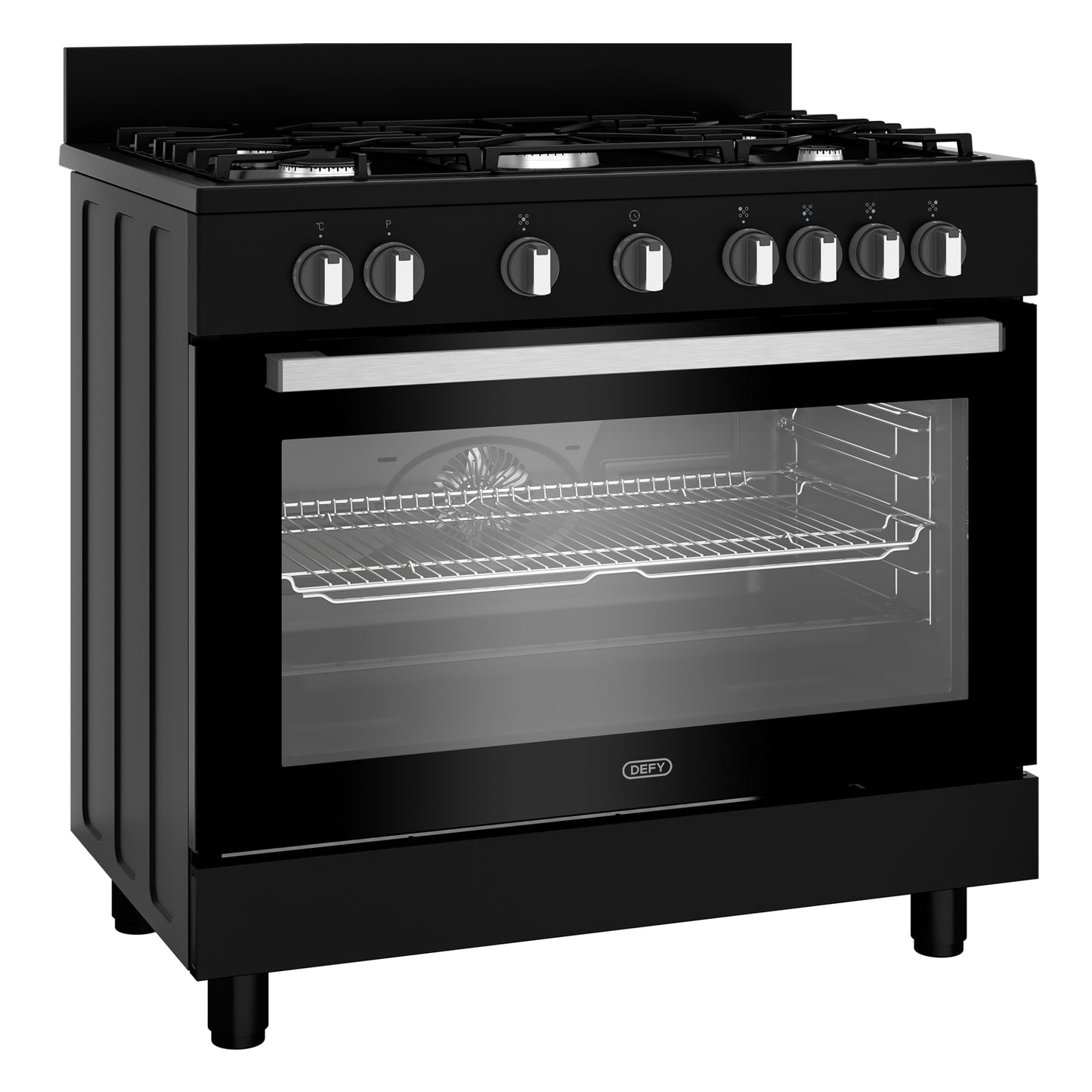 Defy 90cm 5 Burner Free Standing Gas/Elec Cooker - Black - DGS90GEB
