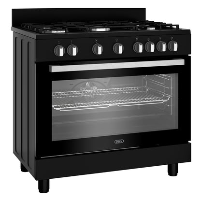 Defy 90cm 5 Burner Free Standing Gas/Elec Cooker - Black - DGS90GEB