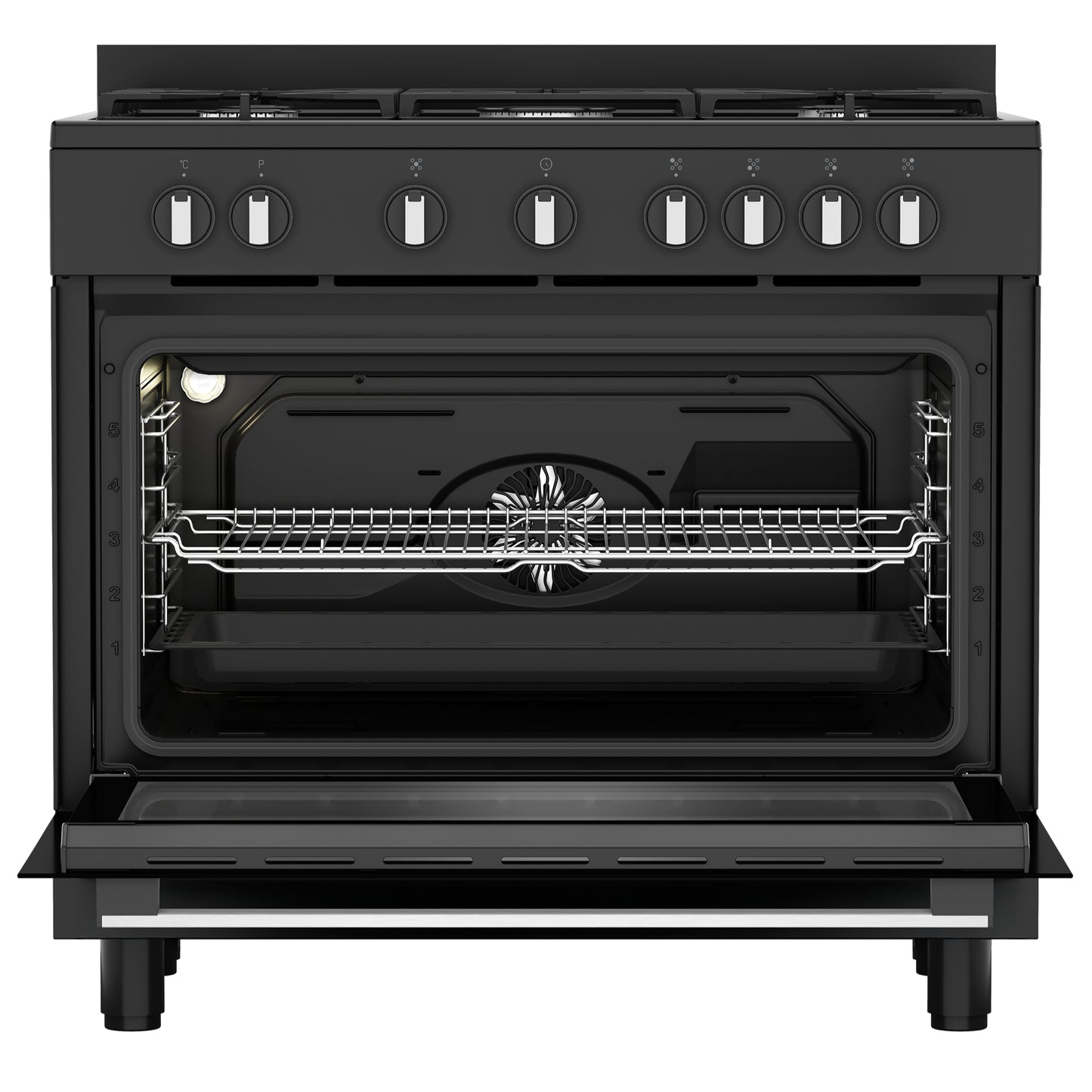 Defy 90cm 5 Burner Free Standing Gas/Elec Cooker - Black - DGS90GEB