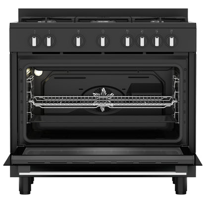 Defy 90cm 5 Burner Free Standing Gas/Elec Cooker - Black - DGS90GEB