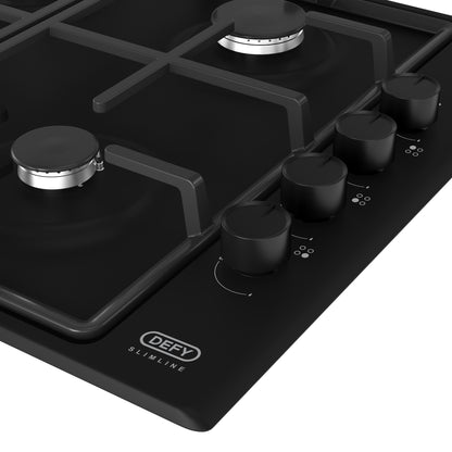 Defy 60cm 4 Burner Built-in Gas Hob Black - DHG132