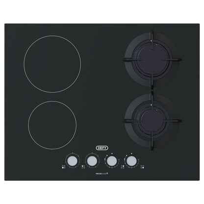 Defy 60cm 2 Ceramic + 2 Gas Hob - Black - DHG606