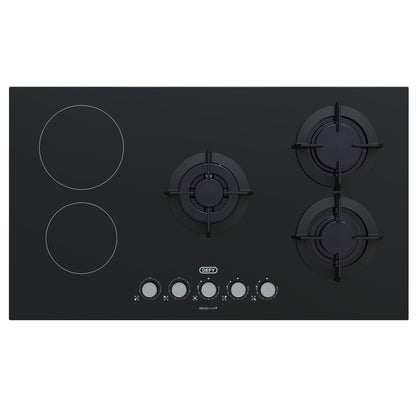 Defy 90cm 2x Ceran 3x Gas Dual Fuel Hob - Black - DHG902