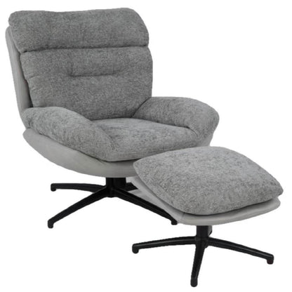 Domonic Swivel Occasional Chair + Foot Stool - Fabric