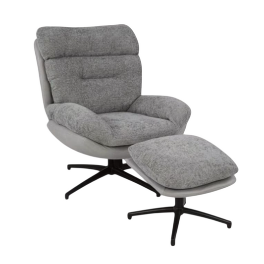 Domonic Swivel Occasional Chair + Foot Stool - Fabric