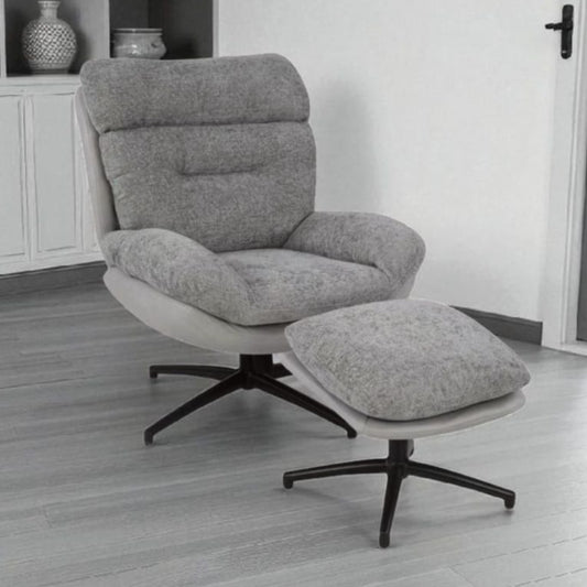 Domonic Swivel Occasional Chair + Foot Stool - Fabric