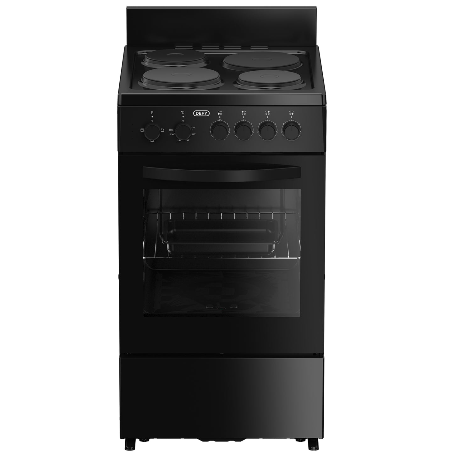 Defy Compact 4 Plate Freestanding Stove - DSS554 - Black
