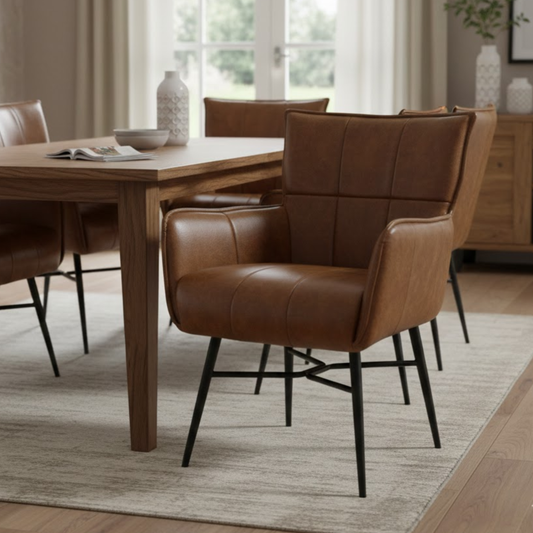 Earl Set of 8 Dining Room Chairs - Genuine Leather