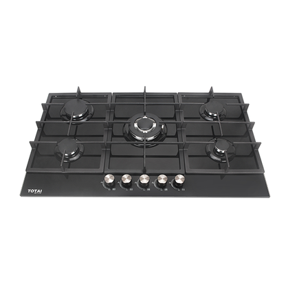Totai 90cm 5 Burner Gas On Glass Hob - 03/TS5BNR-GG