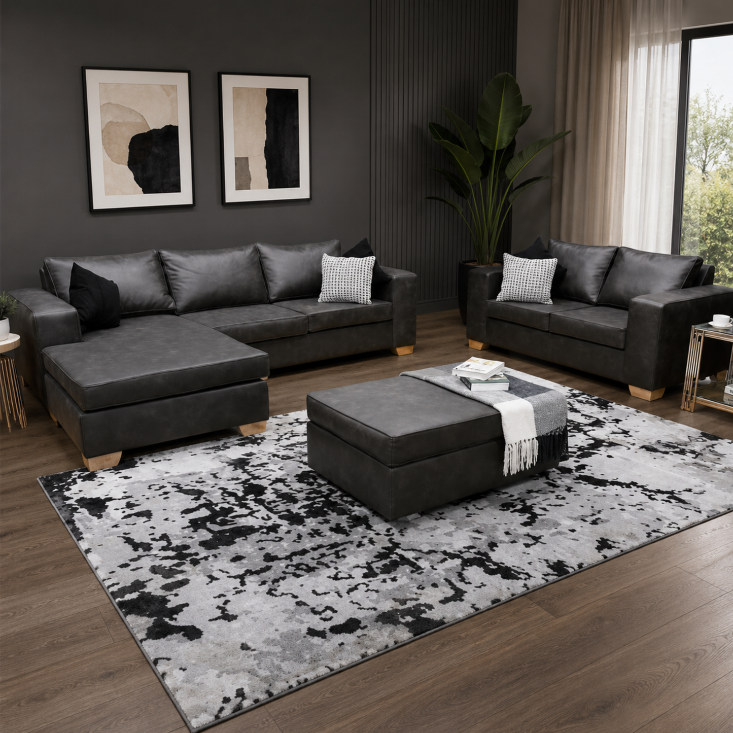 Fiorano 4 Piece Lounge Suite With Daybed + Free Ottoman - Fabric