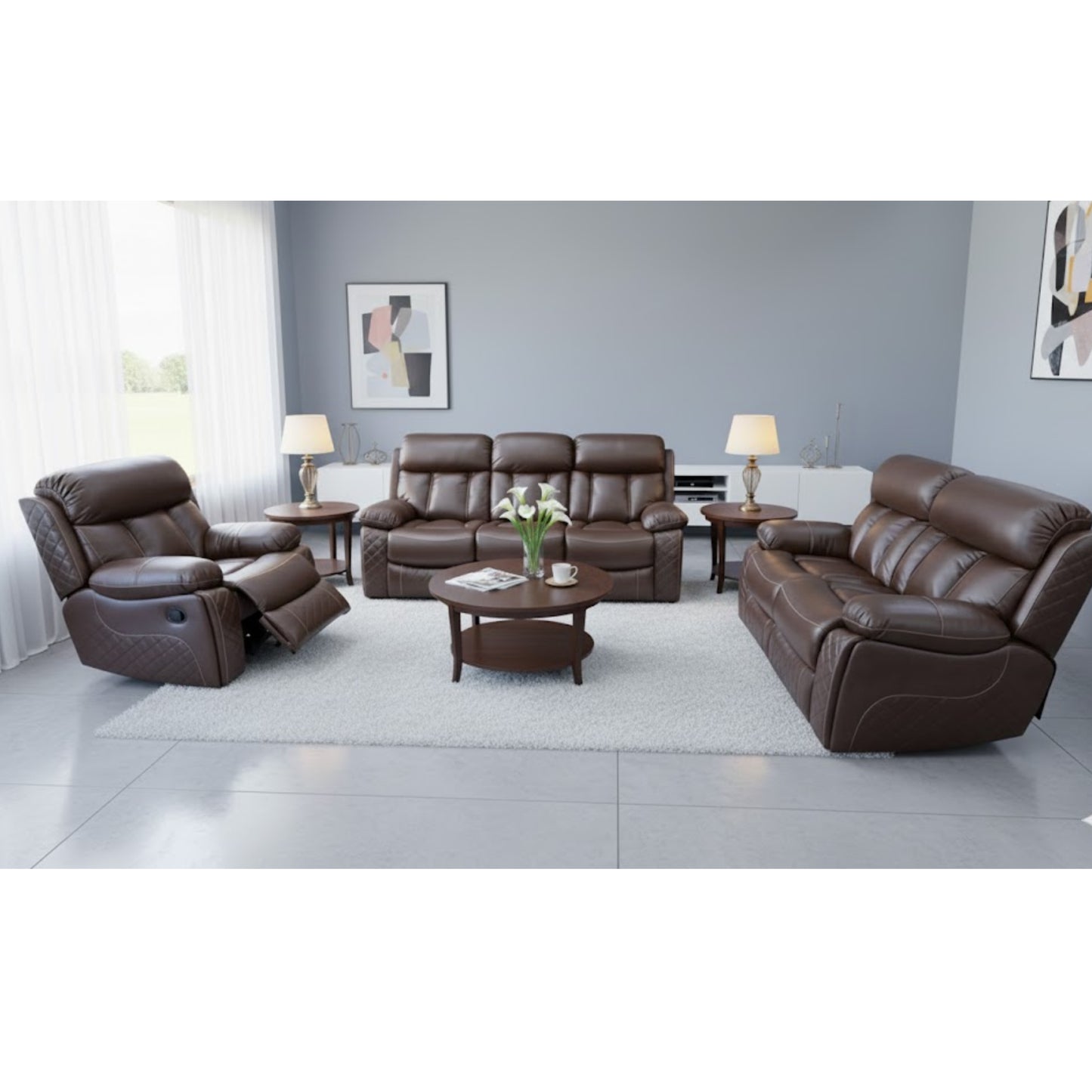 Hilton 3.2.1 3 Motion Lounge Suite - Genuine Leather Uppers