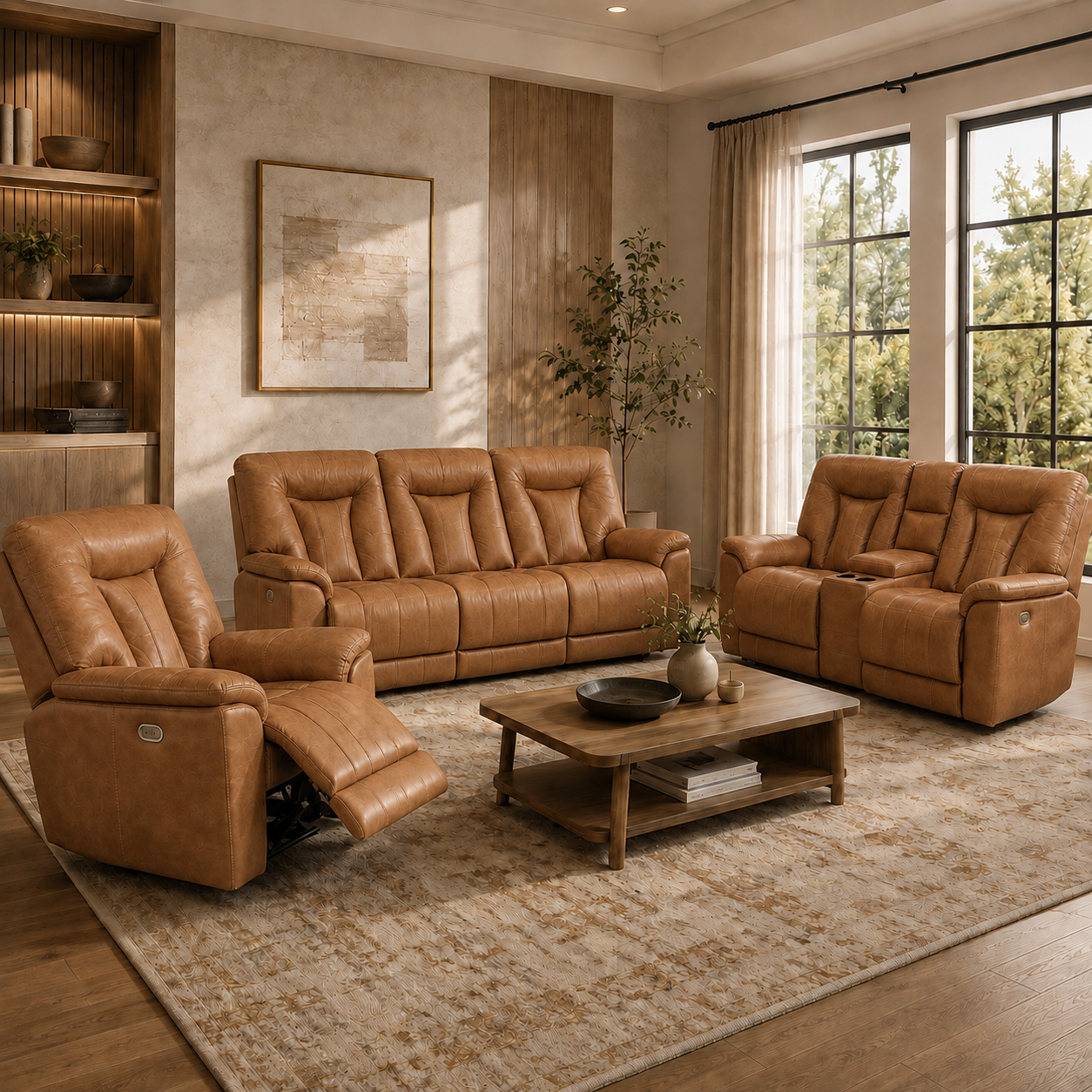 Lazboy Invictus 3.2.1 5 Motion Lounge Suite With Console - Genuine Leather