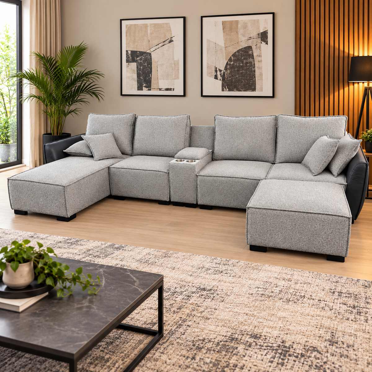 Letitia 6 Piece Corner Lounge Suite - Fabric