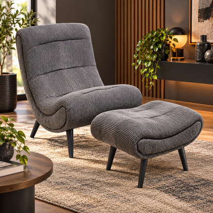 Cruz Occasional Chair + Foot Stool - Fabric