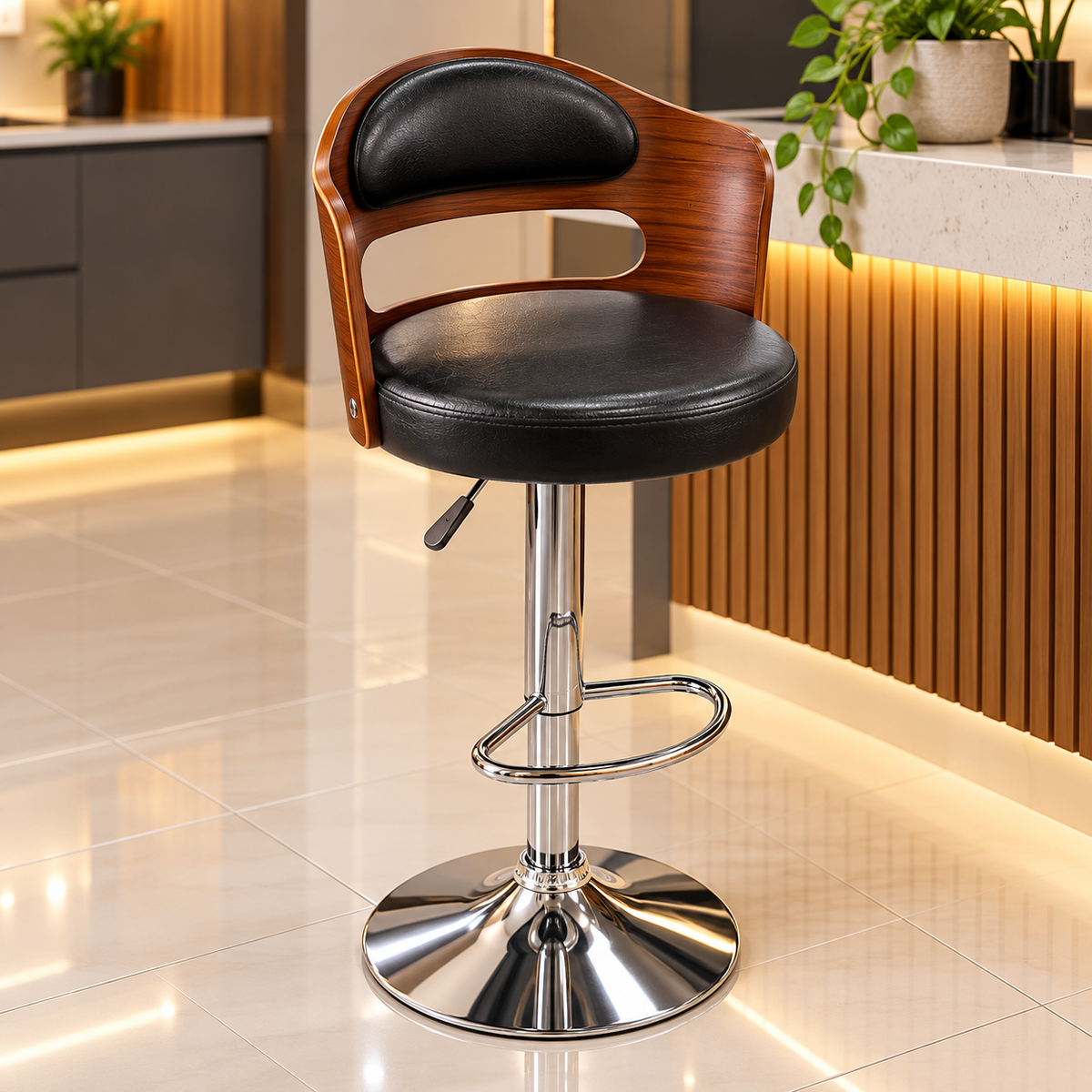 E30 Black Wood Bar Stool