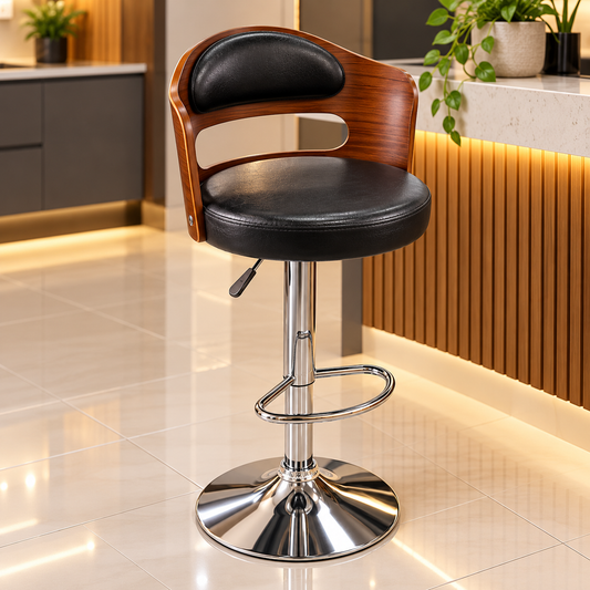 E30 Black Wood Bar Stool