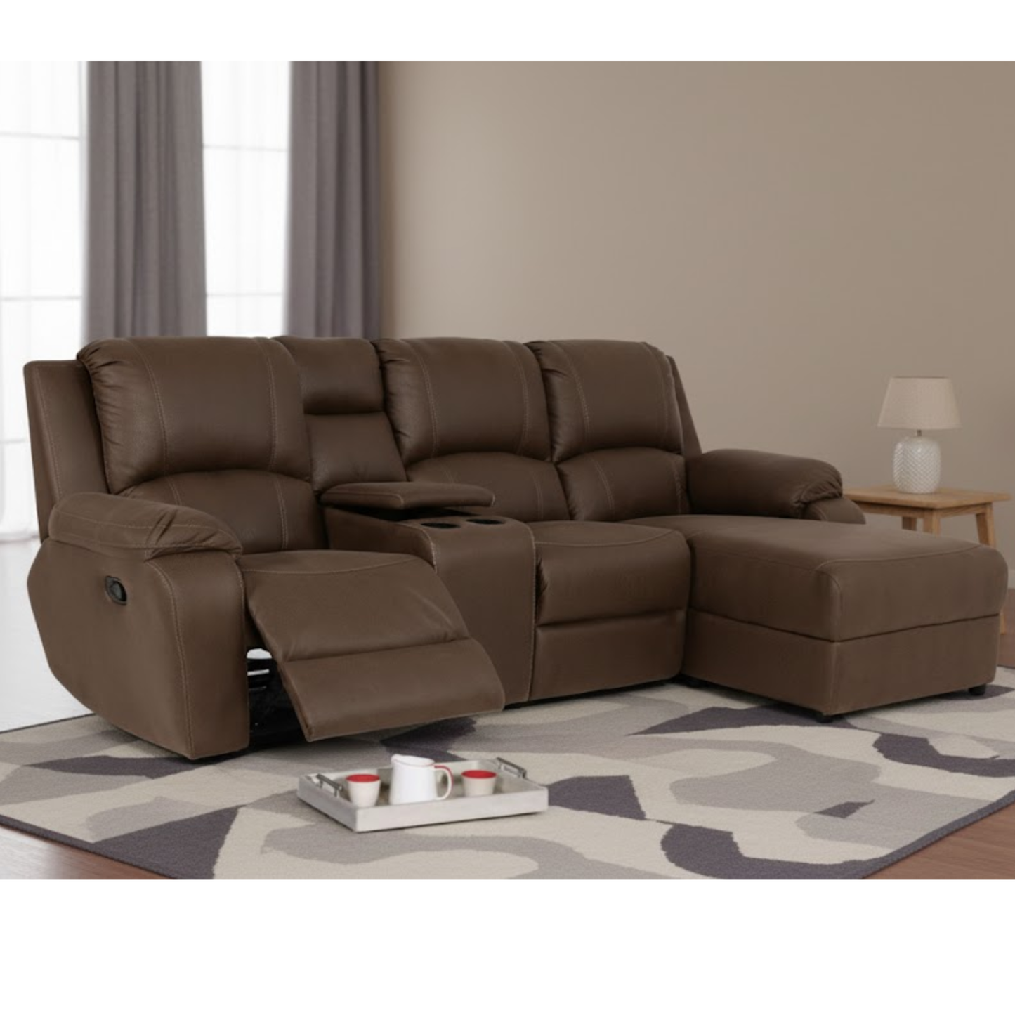 Jaylan 4 Piece Corner 1 Motion +  Console + Daybed Lounge Suite - Fabric