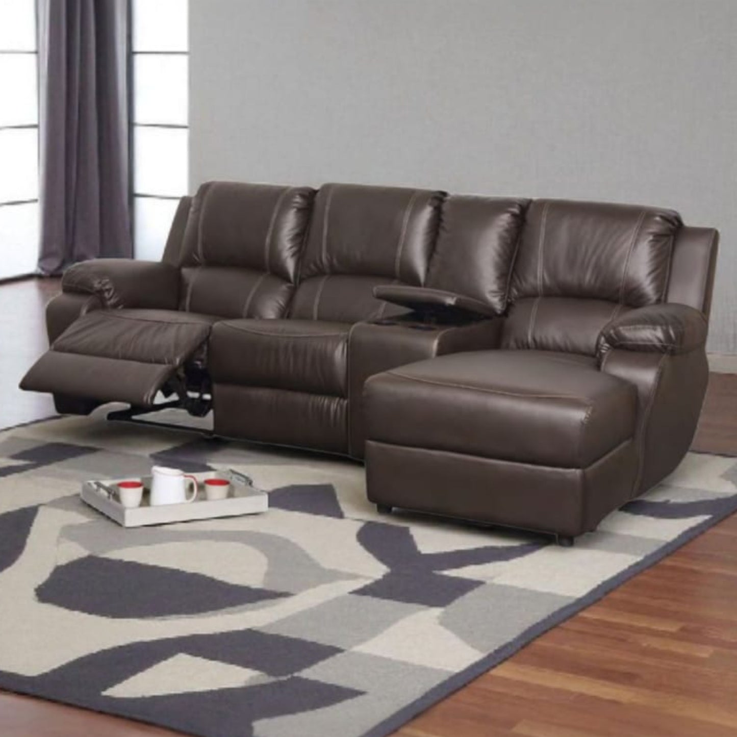 Jaylan 4 Piece Corner 1 Motion +  Console + Daybed Lounge Suite - Fabric