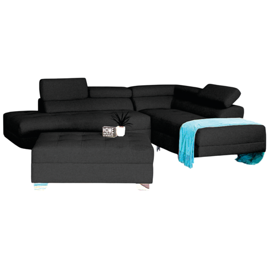 Jolene 2 Piece Corner Lounge Suite + Ottoman - Fabric