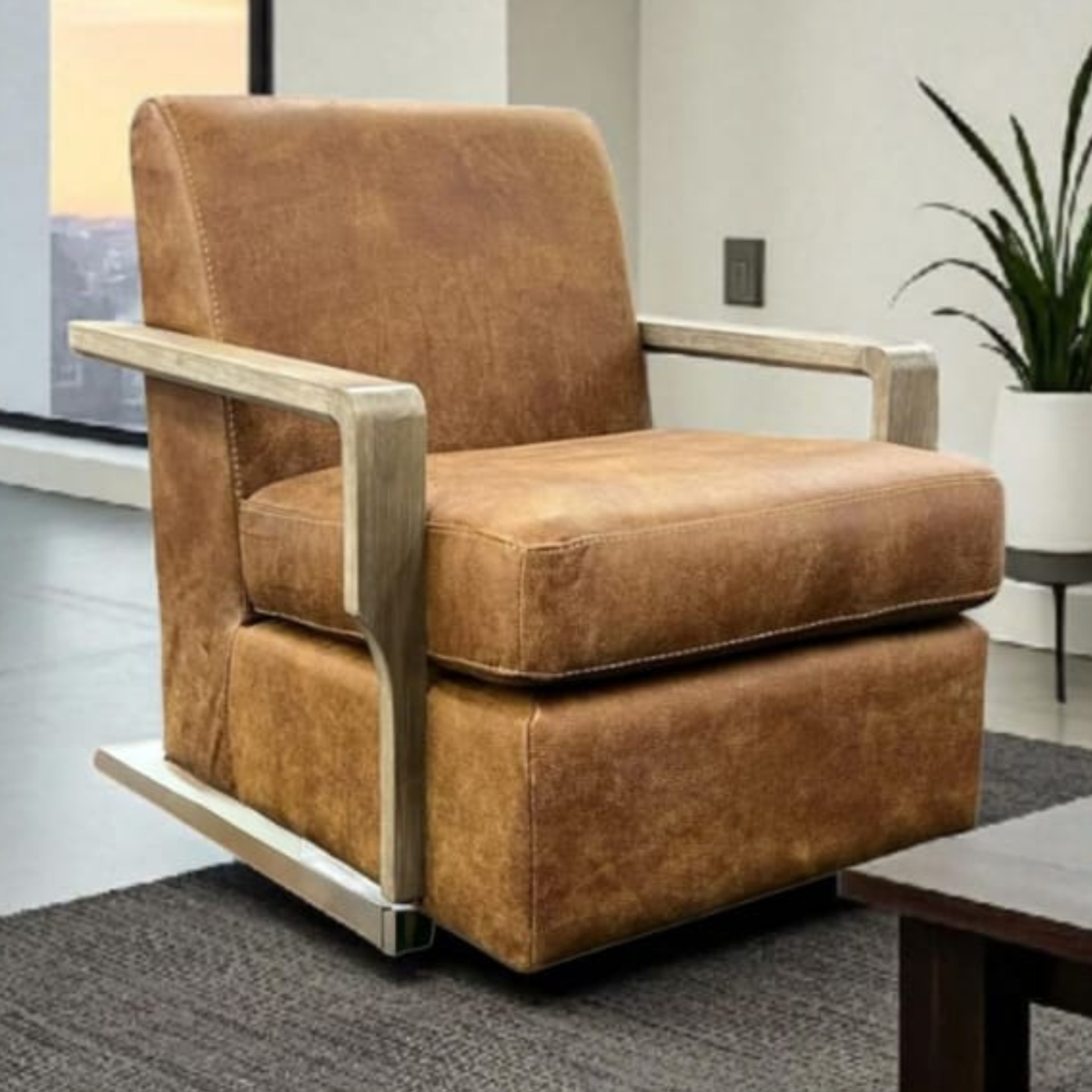 Las Vegas Swivel Occasional Chair - Genuine Leather