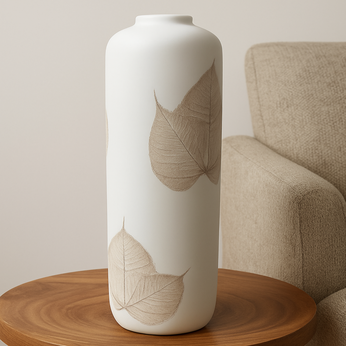 Resin Leaf Vase - White - ORN-120