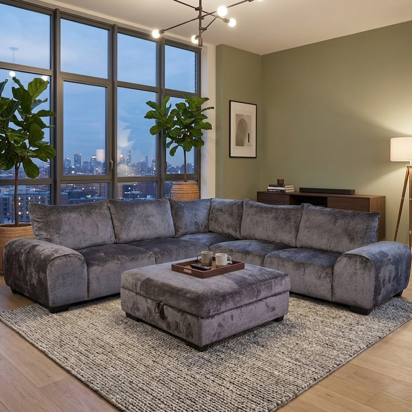 Loft 3 Piece Corner Lounge Suite - Fabric