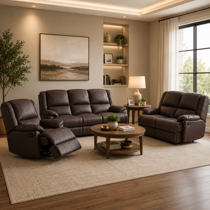 Alpine Manchester 3.2.1  5 Motion Lounge Suite - Genuine Leather