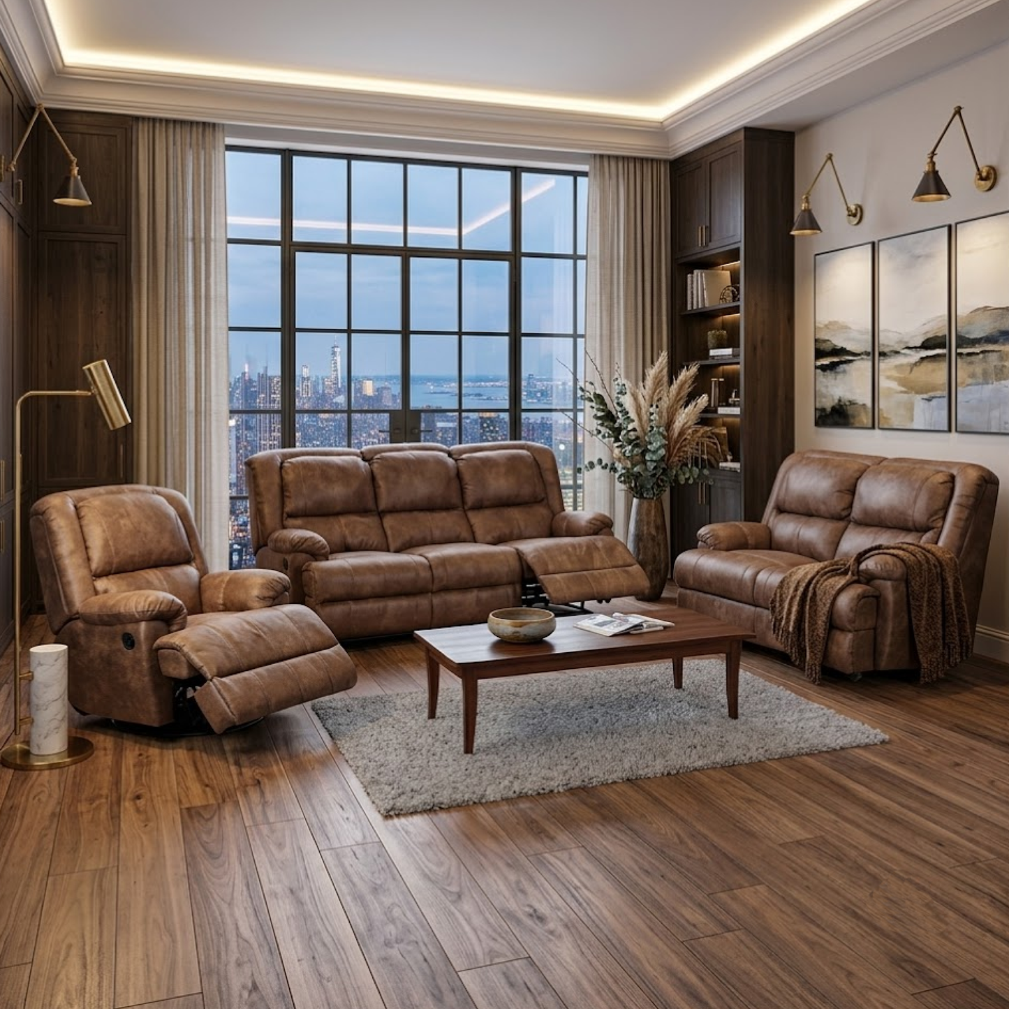 Alpine Raphael 3.2.1 3 Motion Lounge Suite - Genuine Leather Uppers
