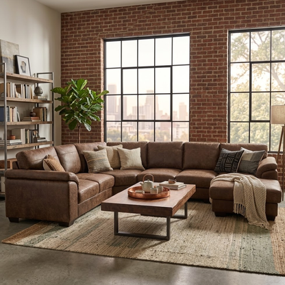 Rockafella 4 Piece Corner Lounge Suite With Daybed - Genuine Leather