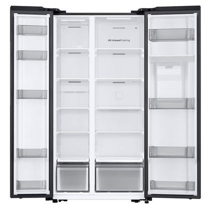 Samsung 560L Side by Side Fridge/Freezer With Water Dispenser - Gentle Matt Black - RS57DG4100B4FA