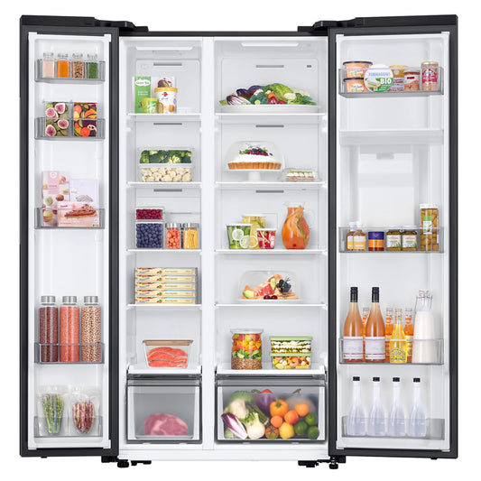Samsung 560L Side by Side Fridge/Freezer With Water Dispenser - Gentle Matt Black - RS57DG4100B4FA
