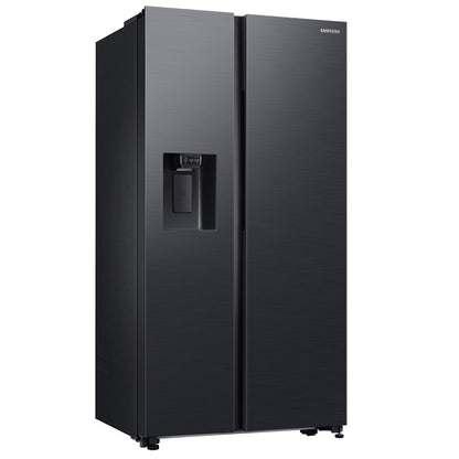 Samsung 617L Side by Side Fridge/Freezer With Water Dispenser Plumbed - Gentle Black - RS64DG53R3B1FA