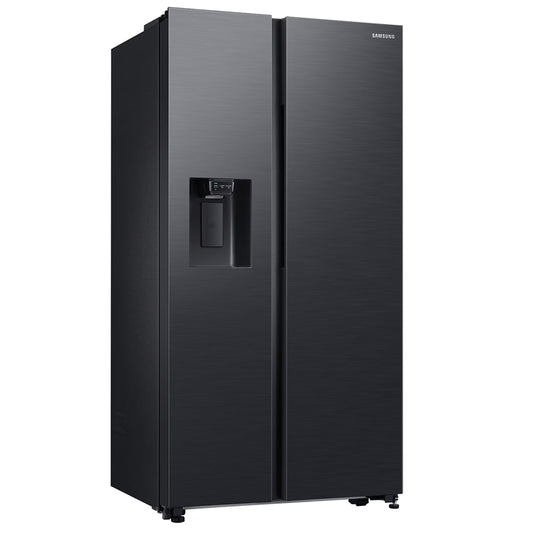 Samsung 617L Side by Side Fridge/Freezer With Water Dispenser Plumbed - Gentle Black - RS64DG53R3B1FA
