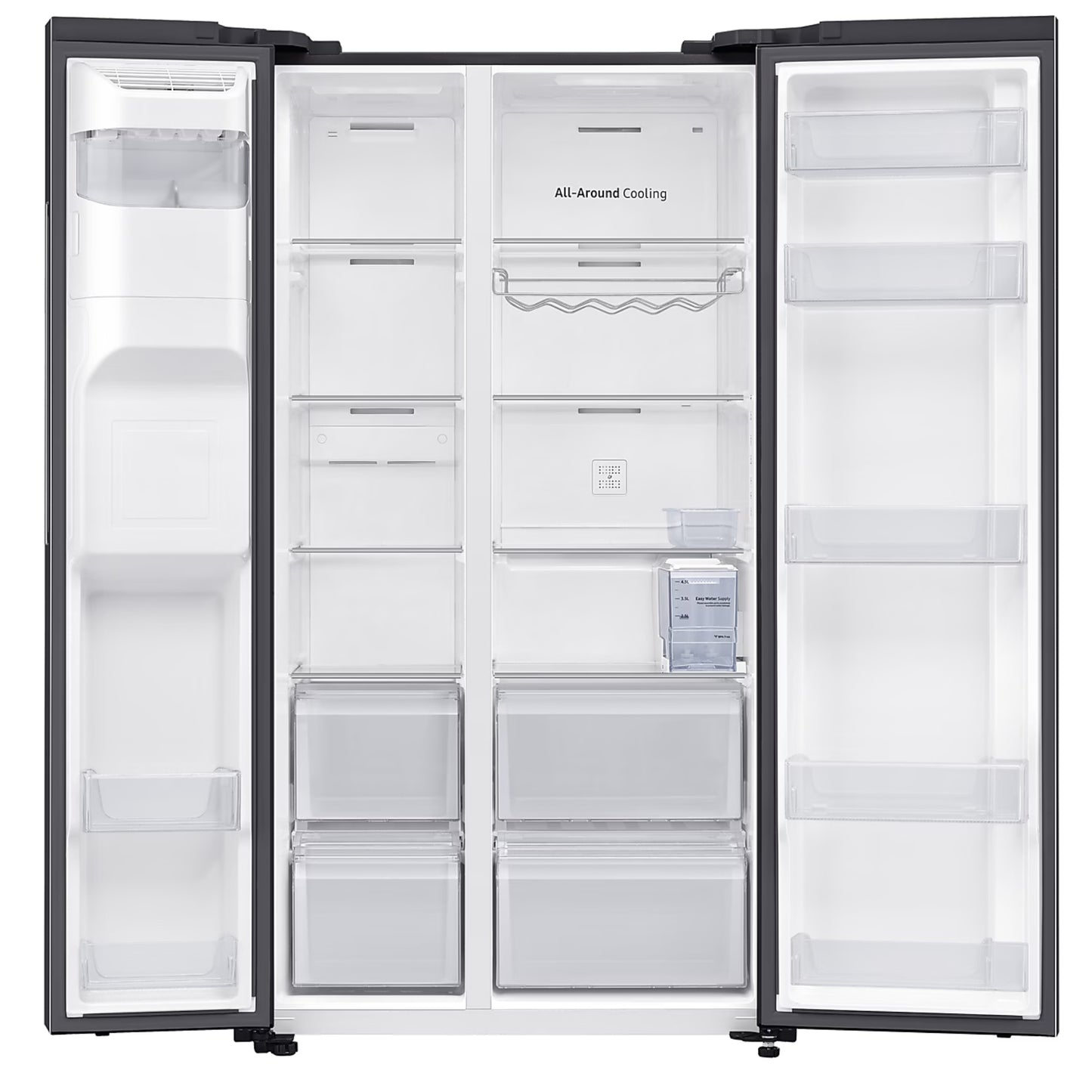 Samsung 617L Side by Side Fridge/Freezer With Water Dispenser Plumbed - Gentle Black - RS64DG53R3B1FA