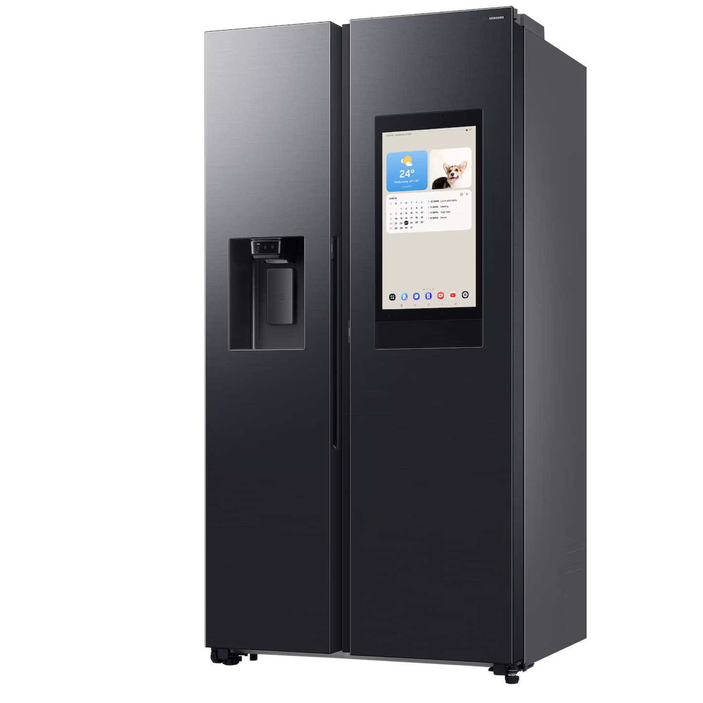 Samsung 594L Side by Side Bespoke AI 21.5” Family Hub Screen Plumbed - Black - RS90F64A2FFA