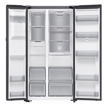 Samsung 594L Side by Side Bespoke AI 21.5” Family Hub Screen Plumbed - Black - RS90F64A2FFA