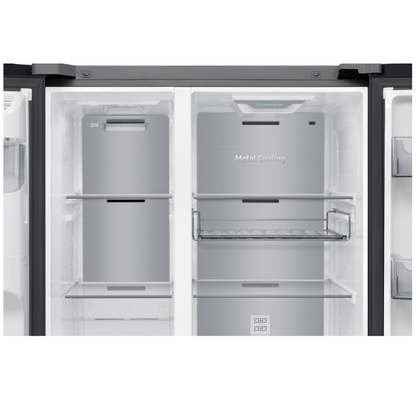 Samsung 594L Side by Side Bespoke AI 21.5” Family Hub Screen Plumbed - Black - RS90F64A2FFA