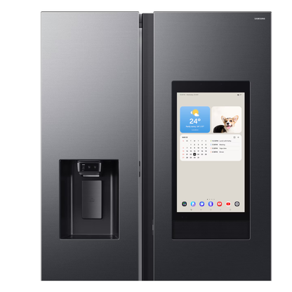 Samsung 594L Side by Side Bespoke AI 21.5” Family Hub Screen Plumbed - Black - RS90F64A2FFA