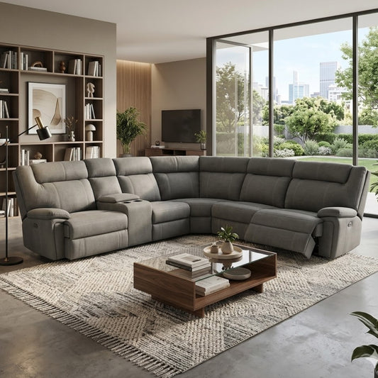 Salisbury 6 Piece Corner 2 Power Motion Lounge Suite - Fabric