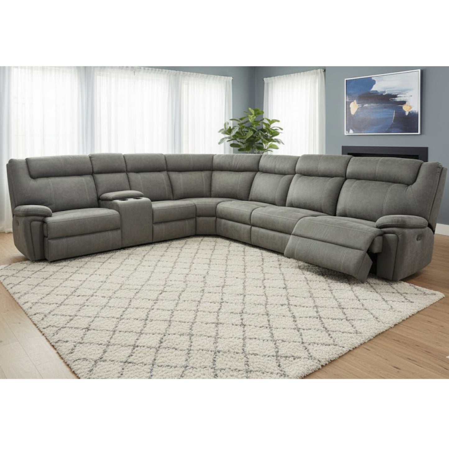 Salisbury 6 Piece Corner 2 Power Motion Lounge Suite - Fabric