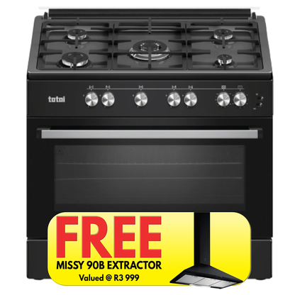 Totai 90cm 5 Burner Gas/Electric Cooker - 03/T800EB - Black