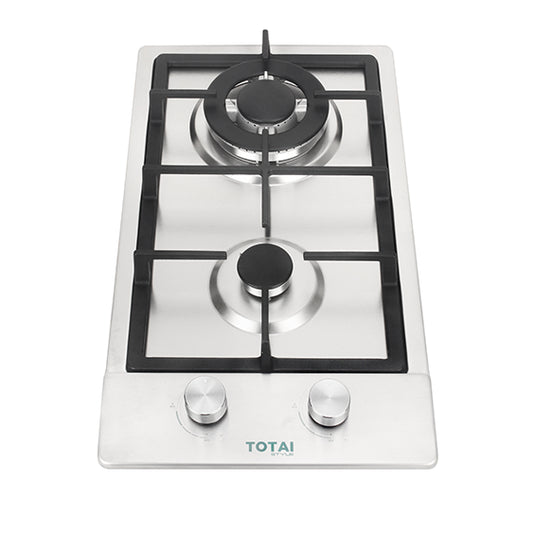 Totai 30cm 2 Burner Gas Hob - Stainless Steel - 02/TS2BNR-SS