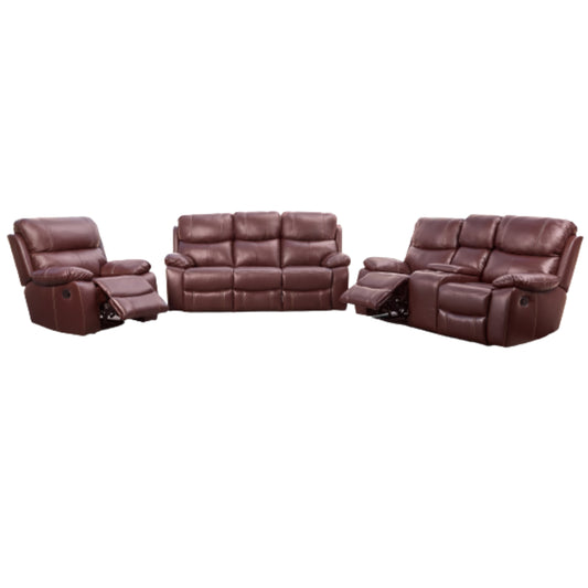 Valour 3.2.1 5 Motion Lounge Suite With Console - Genuine Leather